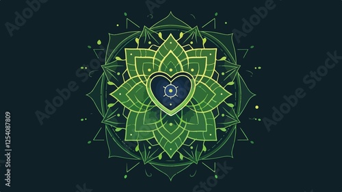Anahata Heart Chakra Sign Flat Vector Illustration