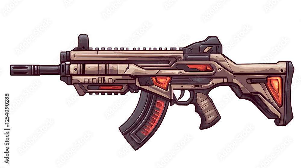 Assault rifle isolated on white background. Ancient War Machines. Illustration Assault rifle isolated on white background. Ancient War Machines. Illustration
