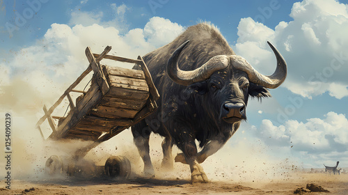Ancient war machine redefined: a wildlife photographer captures a buffalo's ingenious catapult, a stunning natural marvel. Ancient War Machines. Illustration