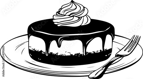Illustration of Chocolate Cake Dessert