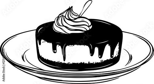 Illustration of Chocolate Cake Dessert