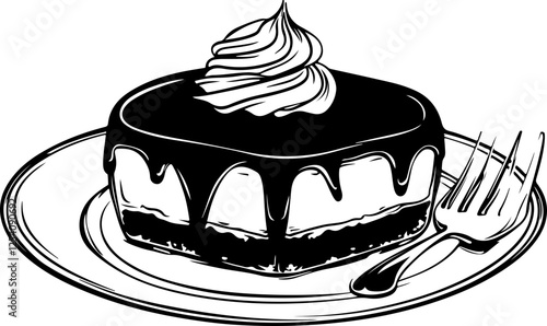 Illustration of Chocolate Cake Dessert