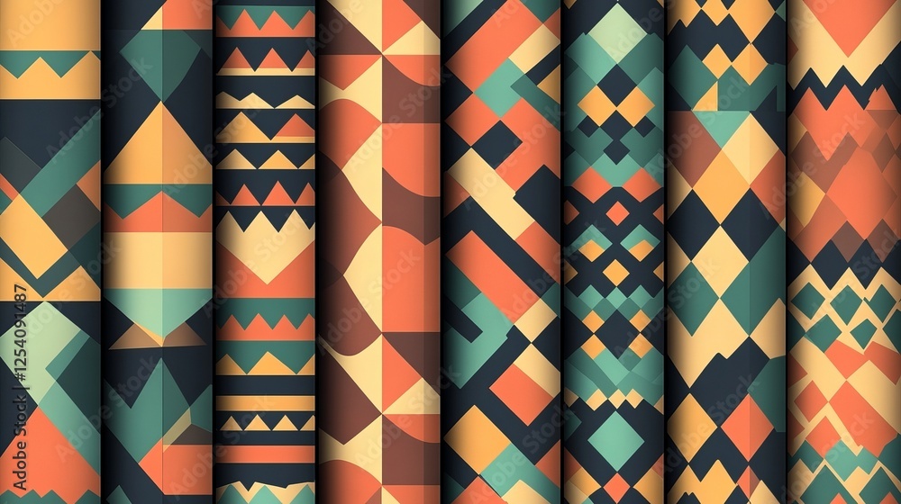 Geometric Seamless Patterns Set Abstract Tribal Design Backgrounds Modern Textile Prints Vintage Style Retro Colors Ethnic Ornament Elegant Texture Geometric Seamless Patterns Set Abstract Tribal Design Backgrounds Modern Textile Prints Vintage Style Retro Colors Ethnic Ornament Elegant Texture