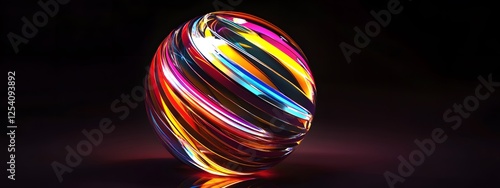 Wallpaper Mural A glass sphere with colorful stripes is floating in the air
 Torontodigital.ca