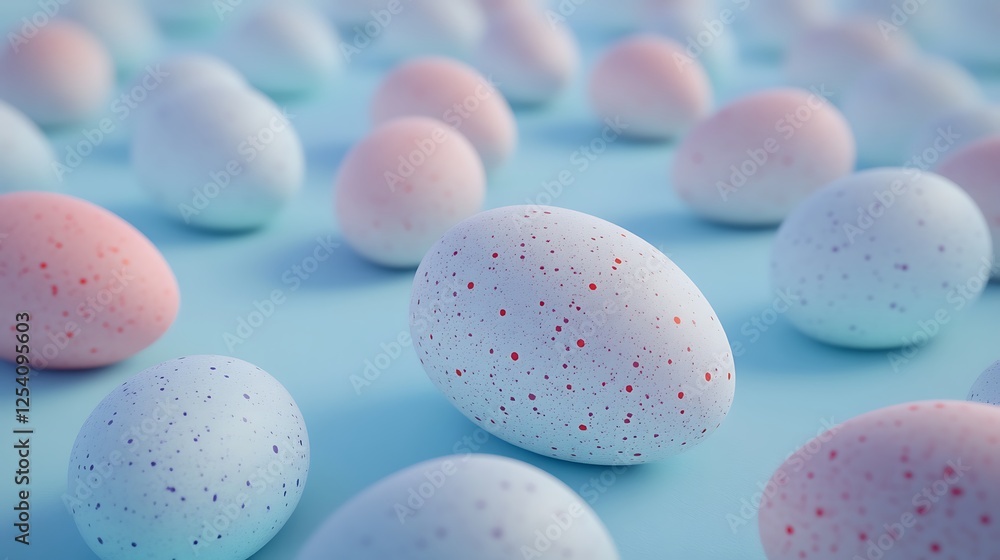 Pastel Easter eggs on blue background with creative design Pastel Easter eggs on blue background with creative design