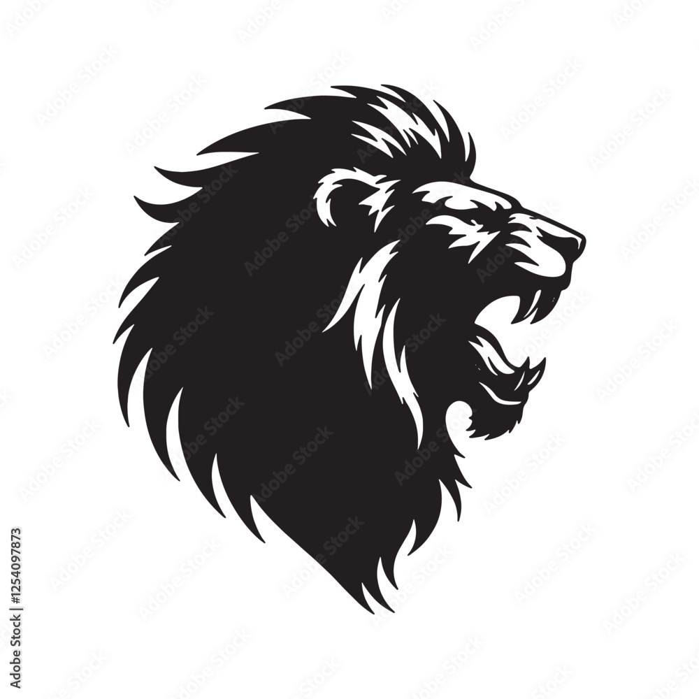 Fototapeta premium Lion face and head silhouette vector isolated on white background