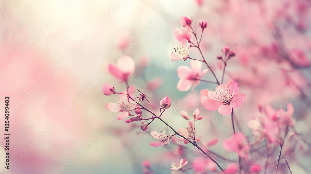 Romantic Pink Cherry Blossoms - Soft Spring Floral Background Romantic Pink Cherry Blossoms - Soft Spring Floral Background