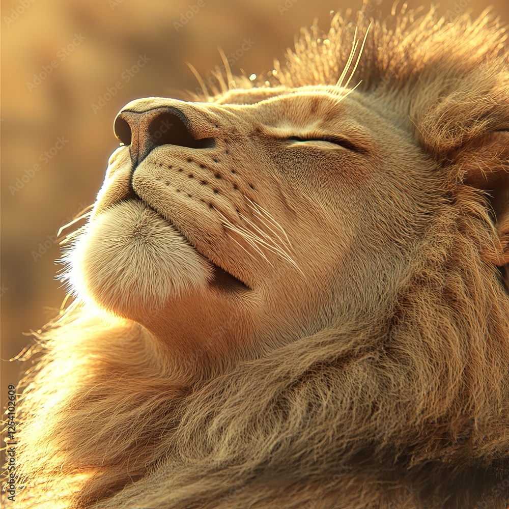 Fototapeta premium A hyper-realistic illustration capturing a lion in his breathtaking glory