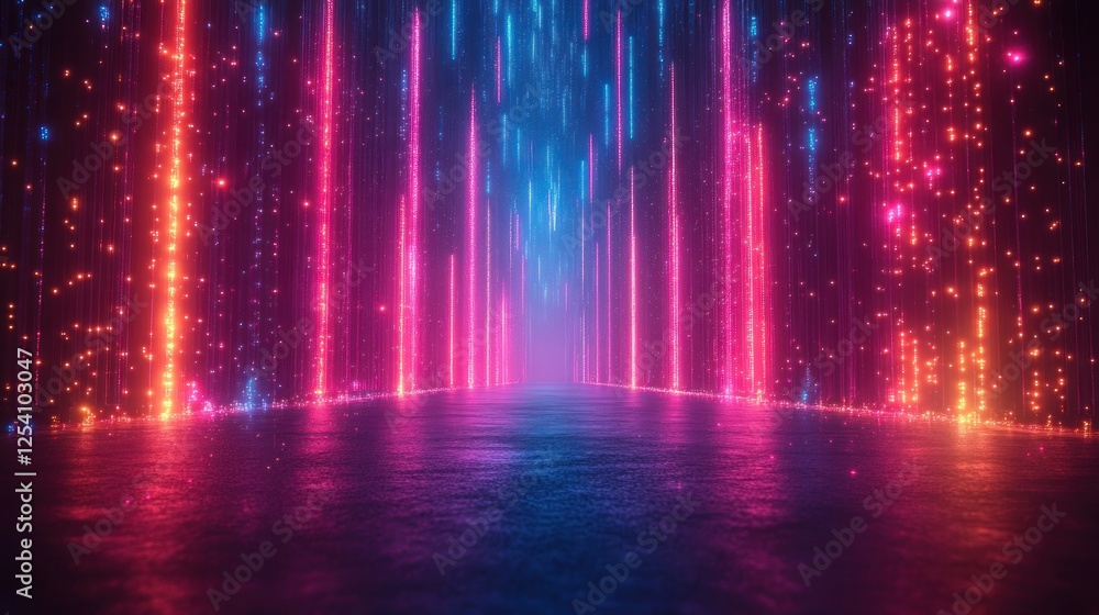 Neon Lights Create A Vibrant Glowing Pathway Neon Lights Create A Vibrant Glowing Pathway