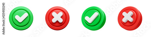 Картината върху платно Cross and check mark symbol set
