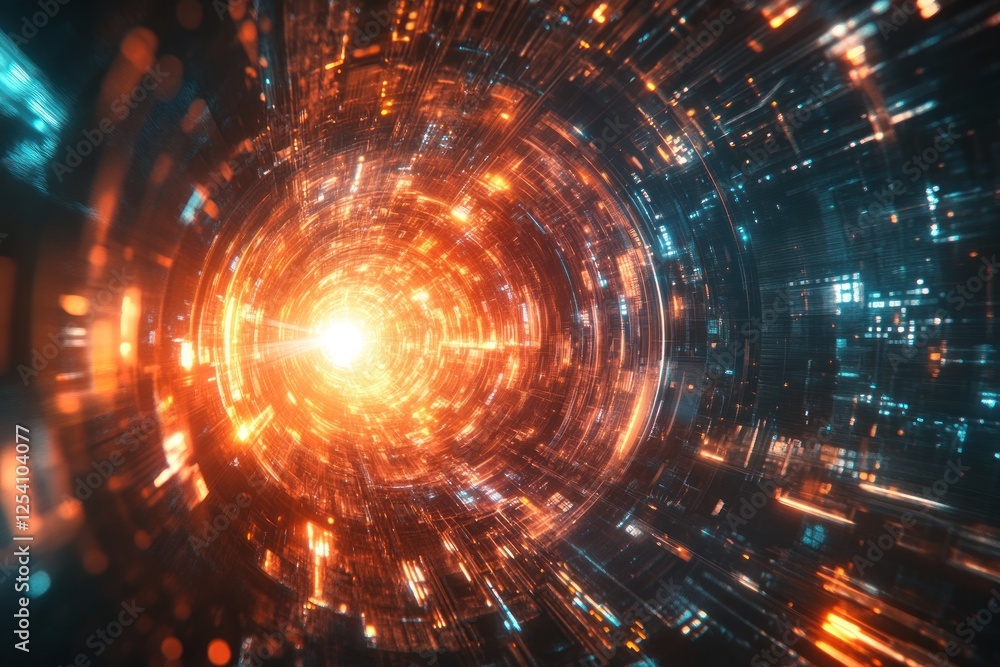 Obraz premium Abstract Digital Tunnel Of Light And Data Streams