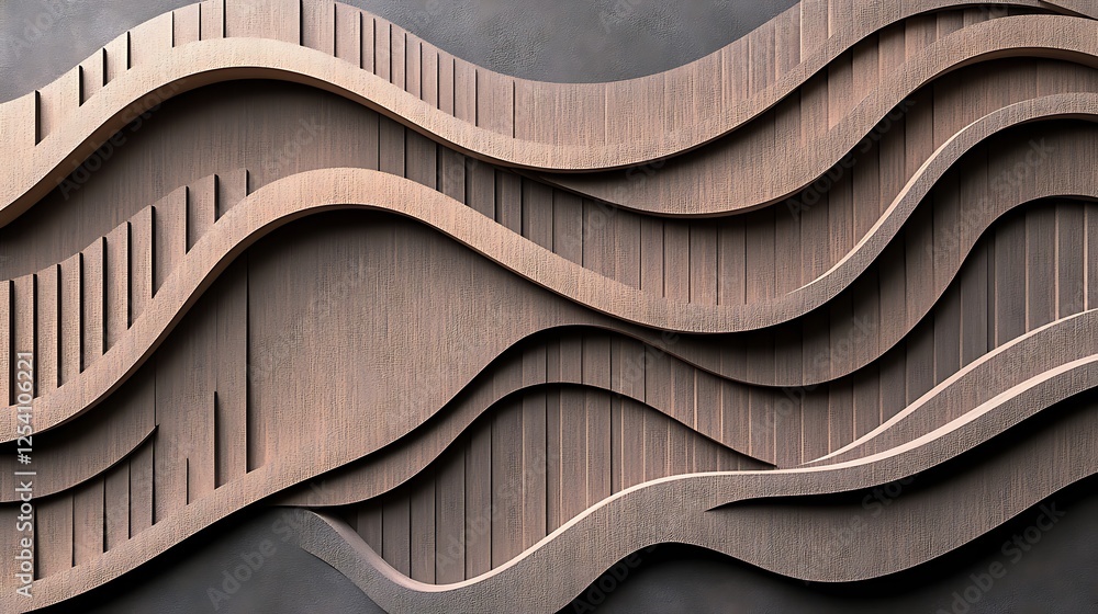 Wooden wall panel waves, modern design Wooden wall panel waves, modern design