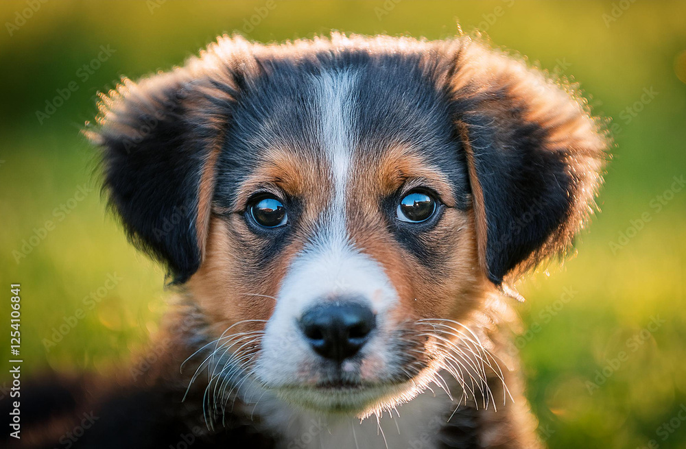 Close-up view of a cute puppy looking into the lens Close-up view of a cute puppy looking into the lens
