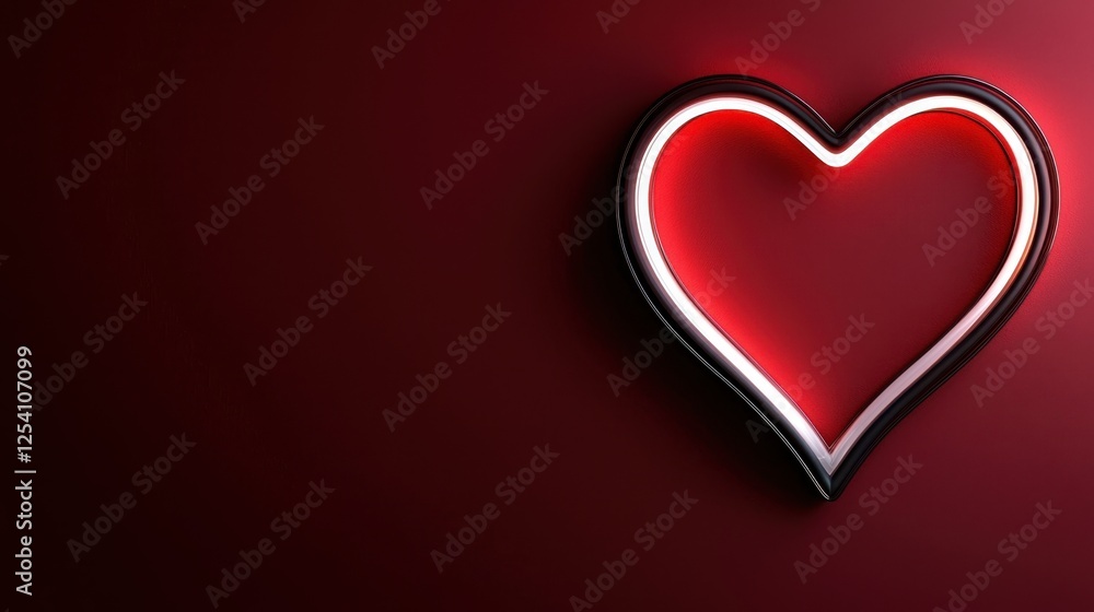 A glowing red heart highlighted by soft neon light stands out against a rich maroon background, evoking feelings of love and romance in any space it adorns A glowing red heart highlighted by soft neon light stands out against a rich maroon background, evoking feelings of love and romance in any space it adorns