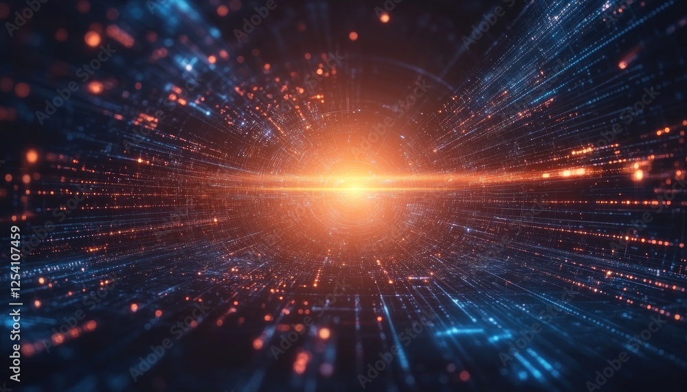 Obraz premium Abstract Digital Tunnel Of Light And Data Streams