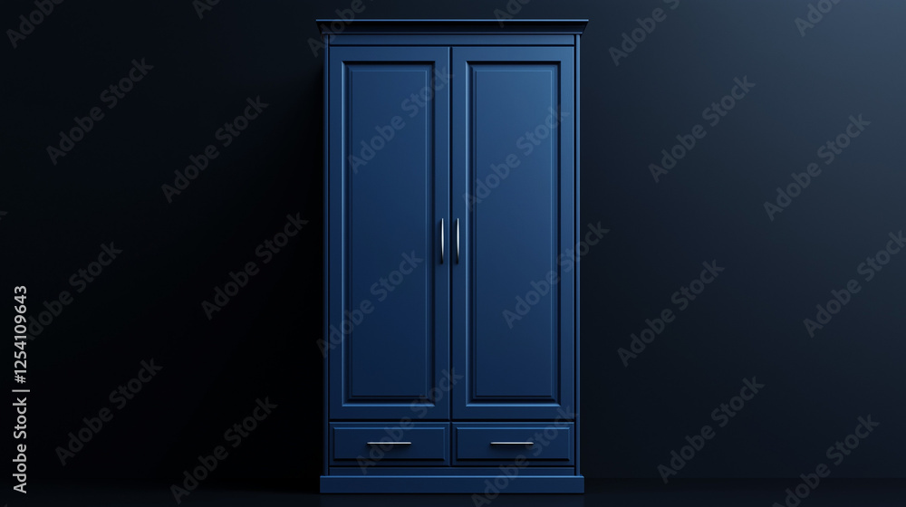 modern blue cabinet wardrobe isolated on black background , Closet furniture with doors modern blue cabinet wardrobe isolated on black background , Closet furniture with doors
