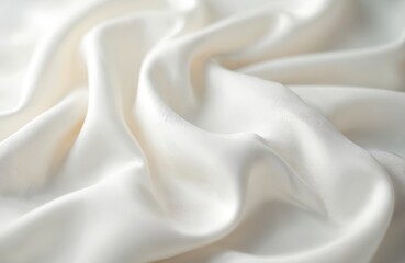 Silky smooth white cloth folds create soft elegant waves. Luxurious silk fabric texture, smooth and shiny. Perfect background for wedding ceremony decor design. Bridal veil material.