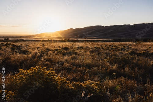 Sunset over western desert landscape