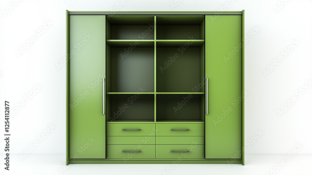 modern green cabinet wardrobe With Shelves isolated on white background , Closet furniture modern green cabinet wardrobe With Shelves isolated on white background , Closet furniture