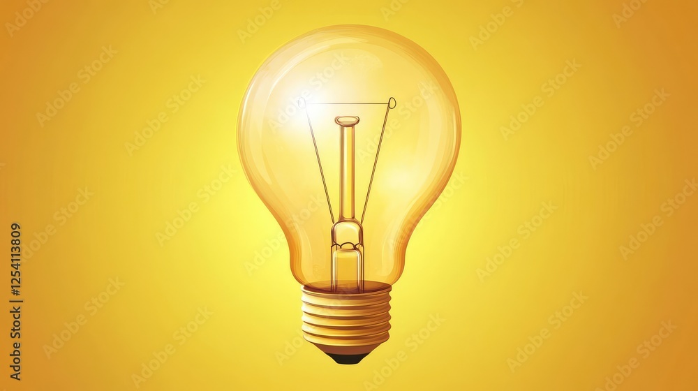 Bright Idea Concept with Glowing Light Bulb on Yellow Background for Creative Campaigns Bright Idea Concept with Glowing Light Bulb on Yellow Background for Creative Campaigns
