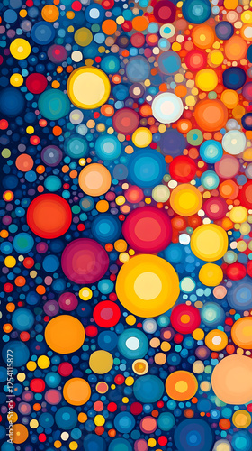 Vibrant Abstract Design with Colorful Gradient Spheres and Geometric Patterns | Modern Art Background & Texture