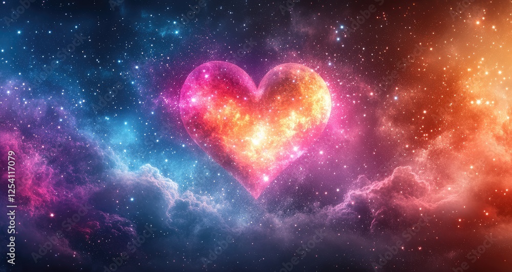 A vibrant cosmic heart symbolizing love amidst a colorful galaxy backdrop. A vibrant cosmic heart symbolizing love amidst a colorful galaxy backdrop.