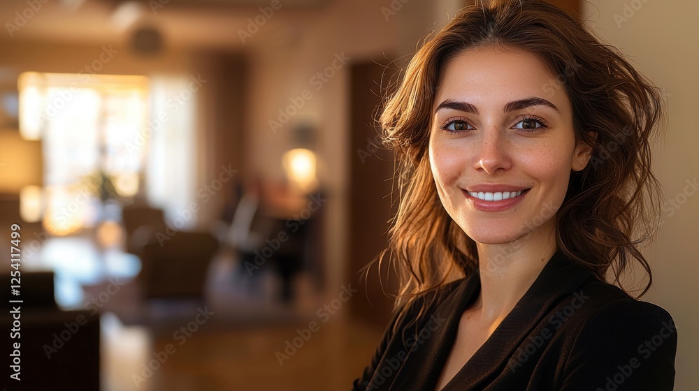 Confident Woman in Cozy Home Environment Confident Woman in Cozy Home Environment