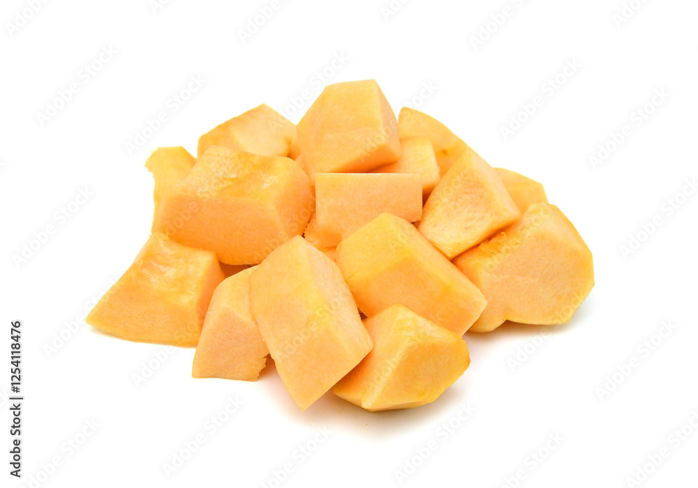 Butternut squash and slices on white background Butternut squash and slices on white background