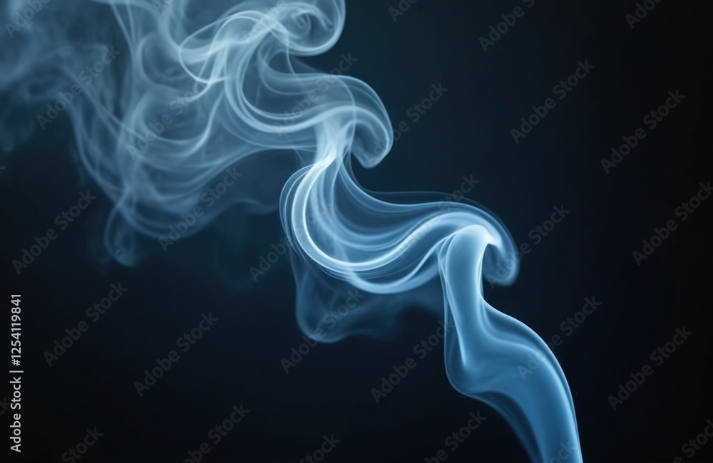 Elegant blue smoke on black background. Abstract smooth steam design, light air wave flowing curves. Aroma concept. Perfect wallpaper, overlay image for design project. Elegant blue smoke on black background. Abstract smooth steam design, light air wave flowing curves. Aroma concept. Perfect wallpaper, overlay image for design project.