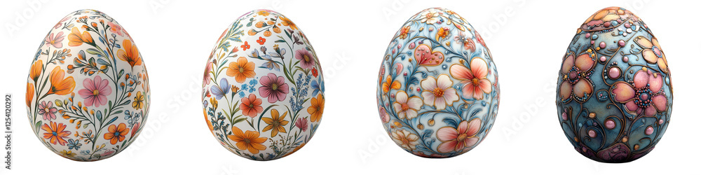 Beautiful Handcrafted Decorative Eggs with Floral Designs in Bloom Beautiful Handcrafted Decorative Eggs with Floral Designs in Bloom