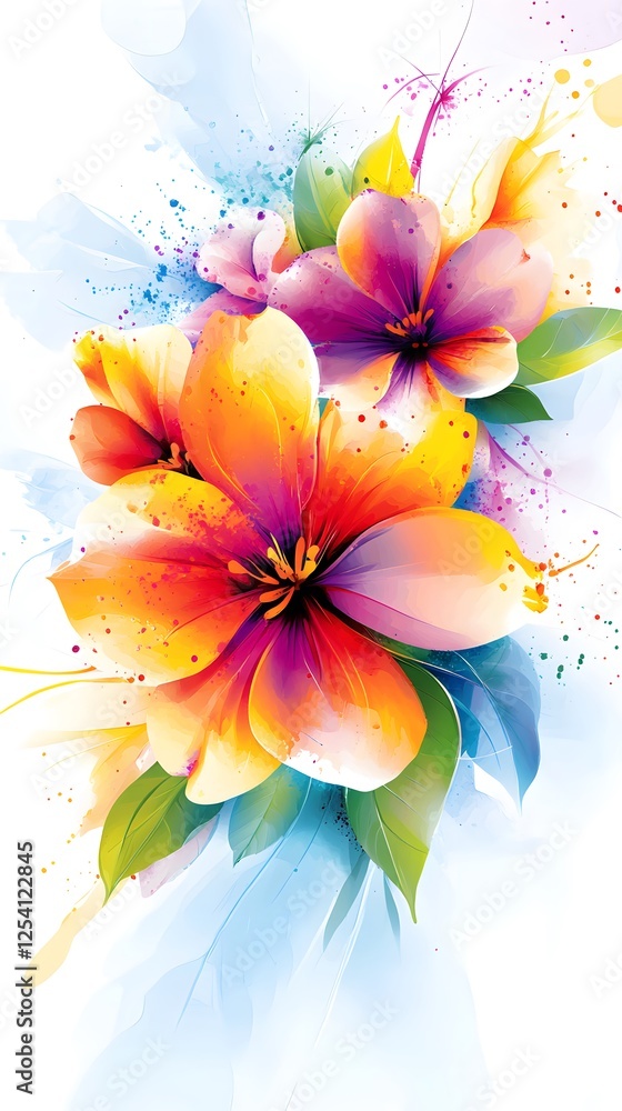 Obraz premium Colorful vector illustration of flowers and abstract background design 