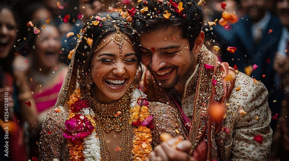 Couple participating in a traditional dance at a wedding wearing intricate attire surrounded by friends and family celebrating Couple participating in a traditional dance at a wedding wearing intricate attire surrounded by friends and family celebrating