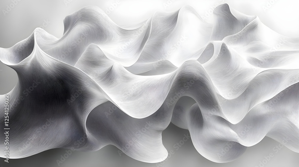 Fototapeta premium A fine line drawing of soft organic curves in subtle gray tones.
