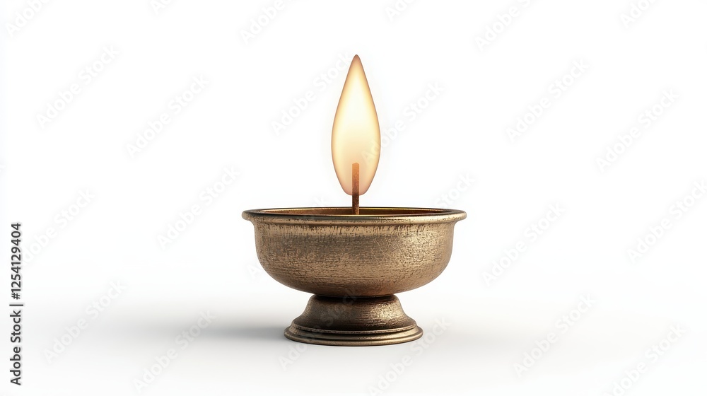 A decorative oil lamp with a single flame, symbolizing light and spirituality in various cultures. A decorative oil lamp with a single flame, symbolizing light and spirituality in various cultures.