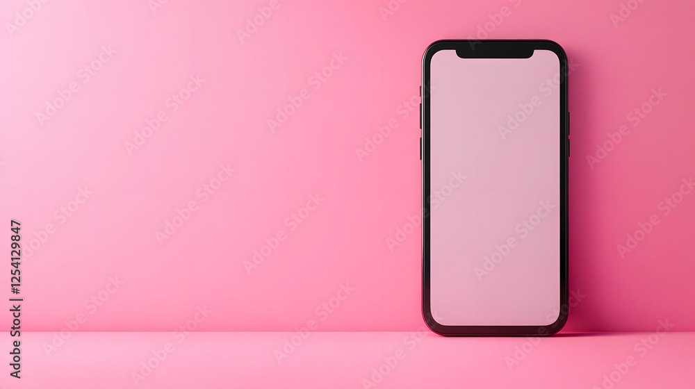 Showcasing modern smartphone on pink background product photography studio setting minimalist style Showcasing modern smartphone on pink background product photography studio setting minimalist style