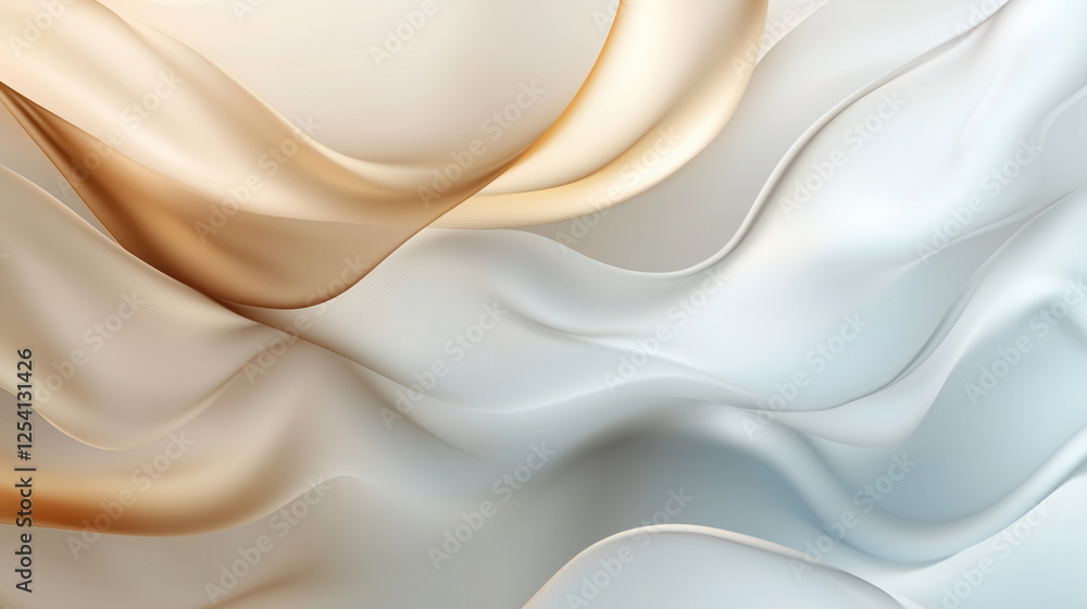 Obraz premium Abstract minimal background, a brown and light blue gradient with three-dimensional soft ripples
