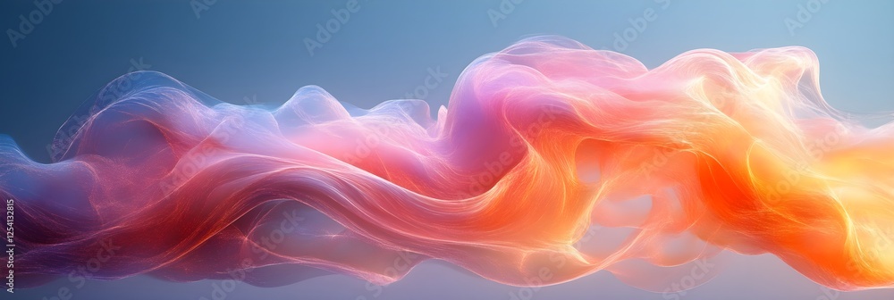 Obraz premium A flowing pastel wave pattern, softly dissolving into a white background.