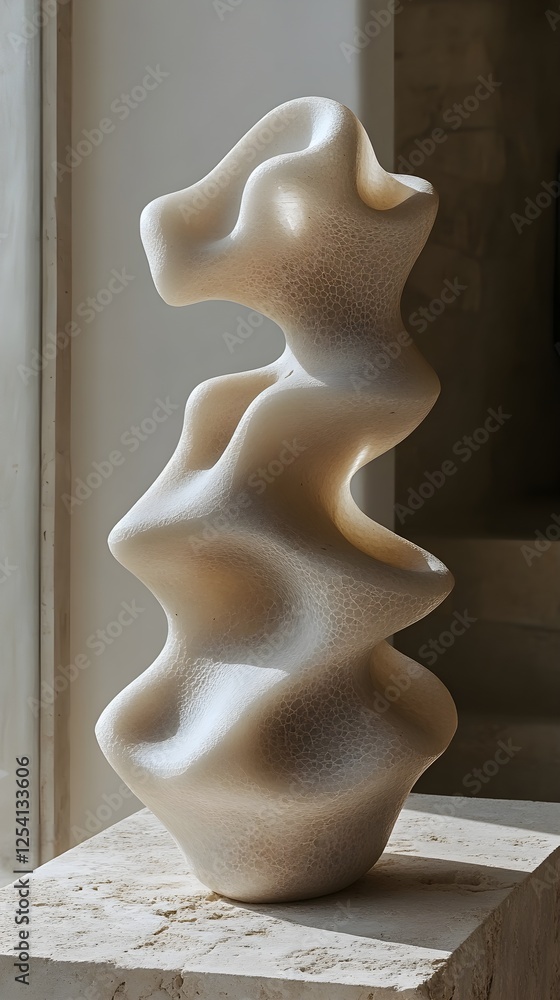 Obraz premium A fluid, natural shape casting a soft shadow on a neutral background.