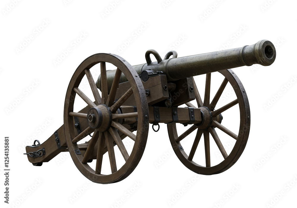 Antique medieval cannon isolated on white background Antique medieval cannon isolated on white background