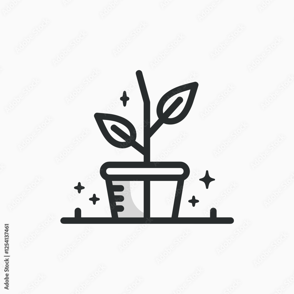 Vibrant plant sprouting in pot with sparkles, symbolizing growth Vibrant plant sprouting in pot with sparkles, symbolizing growth