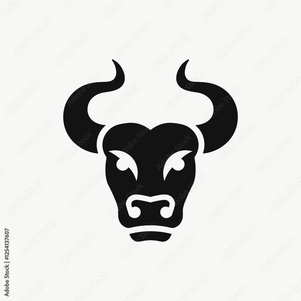 Fierce bull head silhouette on light background, symbol of strength Fierce bull head silhouette on light background, symbol of strength