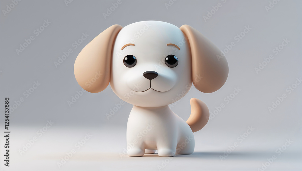 Cute 3D Cartoon Dog with Happy Expression Cute 3D Cartoon Dog with Happy Expression