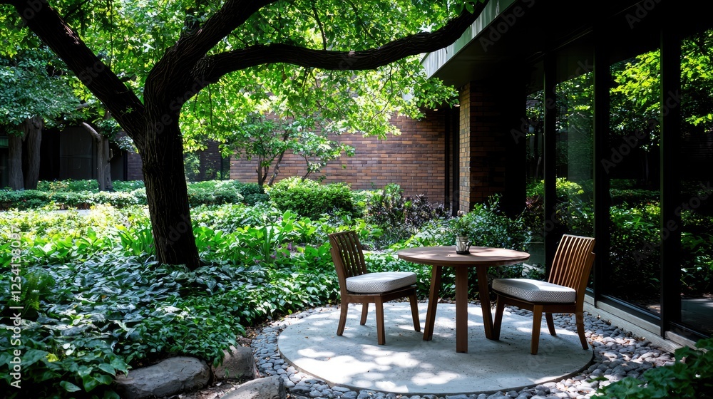 Outdoor patio furniture under a tree Outdoor patio furniture under a tree