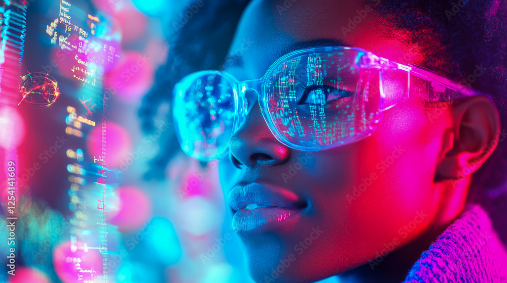 custom made wallpaper toronto digitalFuturistic Dreamscape: Young woman with augmented reality glasses