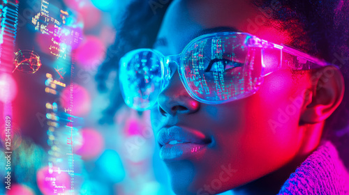 Wallpaper Mural Futuristic Dreamscape: Young woman with augmented reality glasses Torontodigital.ca