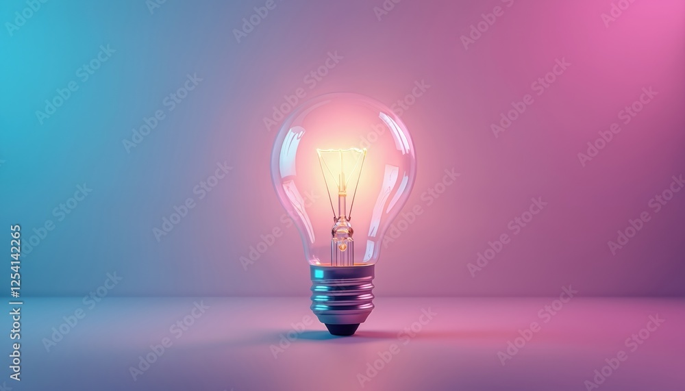 Lit lightbulb illustration on purple background. Symbolizes bright idea, innovation, energy, inspiration, solution, success. Promotes creative thinking in business, technology, science, and education. Lit lightbulb illustration on purple background. Symbolizes bright idea, innovation, energy, inspiration, solution, success. Promotes creative thinking in business, technology, science, and education.