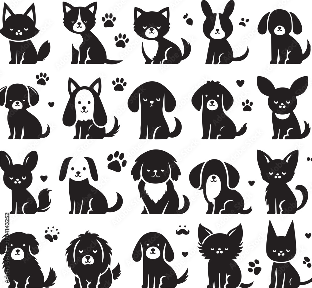 Fototapeta premium set of cats silhouettes