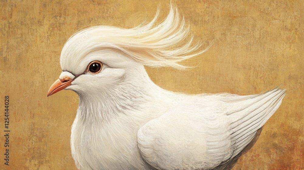 Obraz premium illustration, a white dove of peace with the hairstyle of an US president, cement hairstyle, blow-dry hairstyle, 16:9