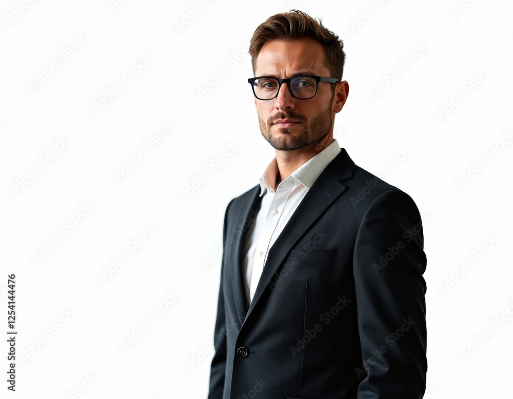 Portrait of serious elegant confident successful businessman in glasses, formal suit with white shirt. Man looks at camera. Handsome boss, manager, recruiter, CEO, team leader. Portrait of serious elegant confident successful businessman in glasses, formal suit with white shirt. Man looks at camera. Handsome boss, manager, recruiter, CEO, team leader.