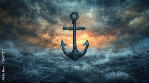 Wallpaper Mural A dramatic anchor rises above turbulent waves under a stormy sky, symbolizing hope and stability. Torontodigital.ca
